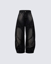 Spiral-Stitched Wide-Leg Jeans