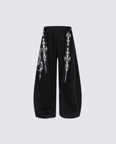 American High-Street Gothic Pattern Wide-Leg Sweatpants