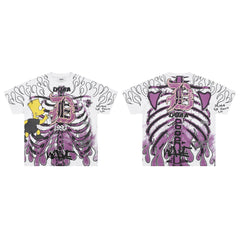 DUAA Purple Skeleton Cartoon Character Vintage Graphic Tee