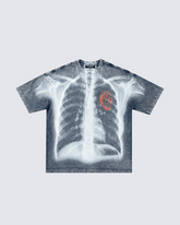 X-Ray Print Graphic T-Shirt with Red Heart Detail