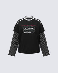Fake Two-Piece Printed Long Sleeve T-Shirt