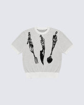 American-Style Relaxed Round Neck Knit Short-Sleeved Top