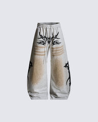 Street Flame Print Wide-Leg Sweatpants
