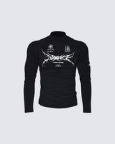 Sport Graphic Mock Neck Long Sleeve Tee