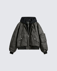 Black Layered Hooded Couple Jacket