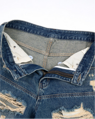 Distressed Patchwork Denim Shorts
