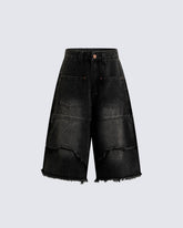 American Vintage Frayed Panel Denim Shorts