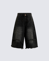 American Vintage Frayed Panel Denim Shorts