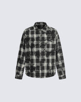 Vintage Distressed Plaid Shirt With Frayed Edges