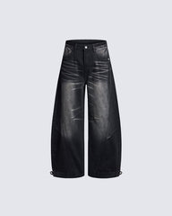 Deconstructed Cat-Whisker Curved Denim Pants