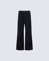 Minimal Rivet Panel Wide Leg Pants