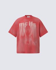 American Retro Street Style Distressed Printed Short T-Shirt