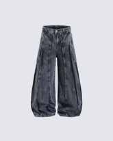 American Wash Patchwork Loose-Fit Denim Pants
