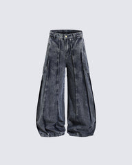 American Wash Patchwork Loose-Fit Denim Pants