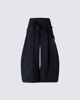 Detachable Back-Flap Wide-Leg Cargo Pants