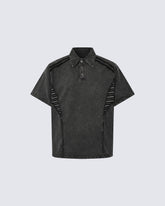 High-Street Deconstructed Washed Polo Shirt