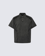 High-Street Deconstructed Washed Polo Shirt