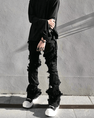 KIIKIO Grunge Black Distressed Jeans