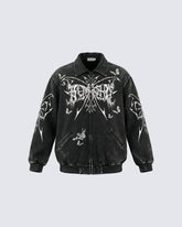 Retro Butterfly Graphic Zip-Up Jacket