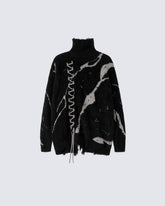 American Dark Aesthetic Distressed Turtleneck Sweater