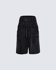 Deconstructed Washed Cropped Football Pants New