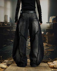 Heavy Deconstructed Washed Jeans
