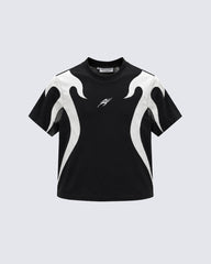 Abstract Flame Graphic Short Sleeve Top