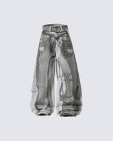 New American 3D Print Wide-Leg Pants