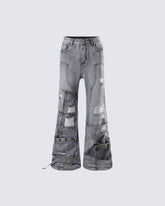 Niche Light-Asian Deconstructed Flared Jeans