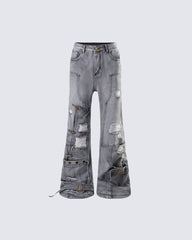 Niche Light-Asian Deconstructed Flared Jeans