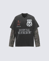 American Street Style Art Print Faux Two-Piece Top