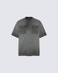 Utility Vintage Washed Double Pocket Henley Tee