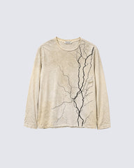 American-Style Crackle Pattern Long-Sleeved T-Shirt