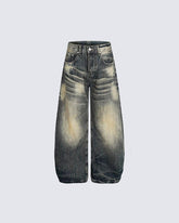 Vintage Washed Wide-Leg Denim Pants