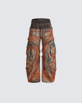 Wasteland Mud-Dyed Layered Wide-Leg Jeans