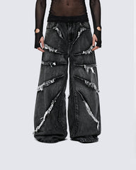 Raw Edge Straight Leg Pants
