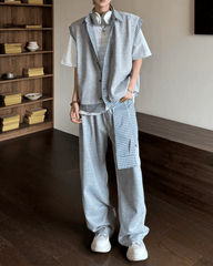 Layered Patchwork Vest Shirt