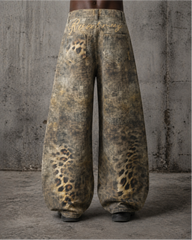 Retro Street Washed Leopard Balloon Jeans