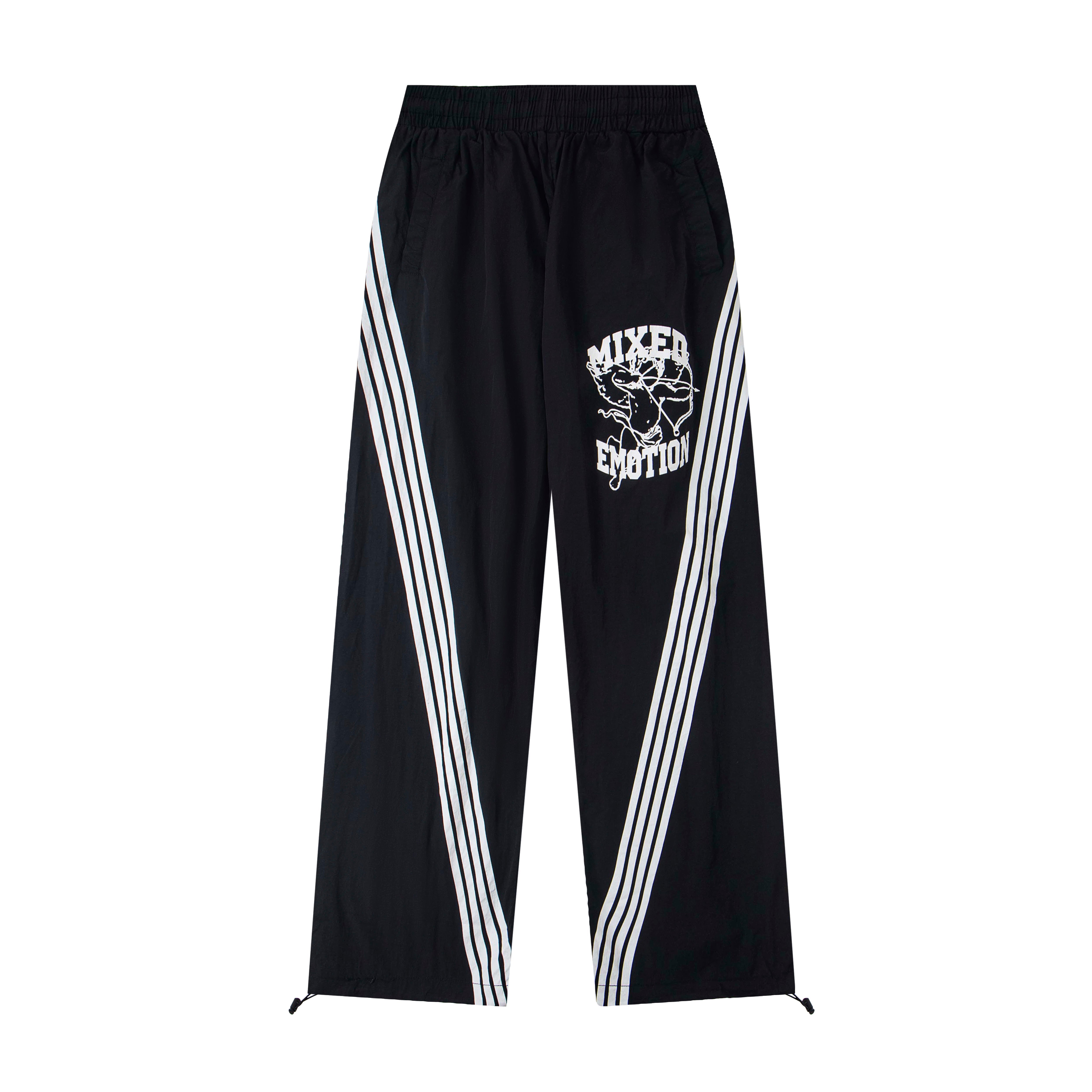 Mixed Emotions Black Side‑Stripe Track Pants Streetwear