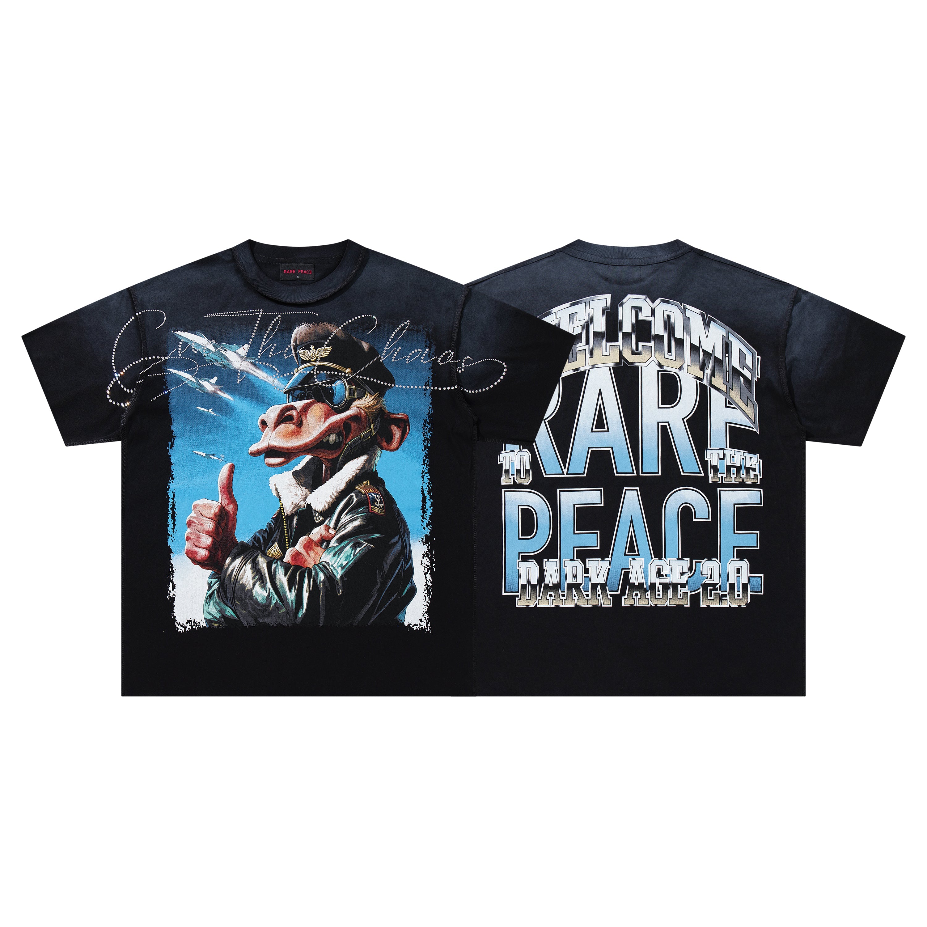 Rare Peace Pilot Ape Character Graphic Streetwear Tee