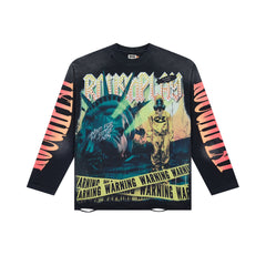 Roughplay Fallen Statue Of Liberty Warning Tape Distressed Long‑Sleeve Tee