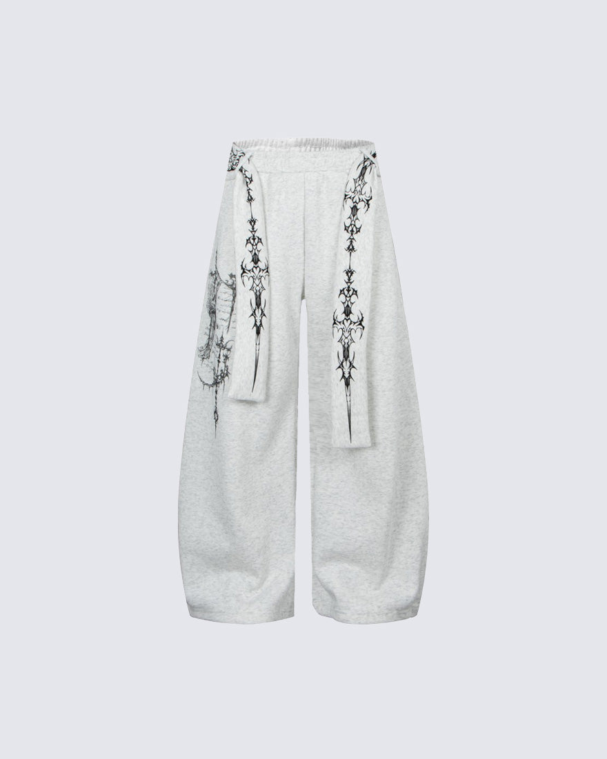 American High-Street Gothic Pattern Wide-Leg Sweatpants