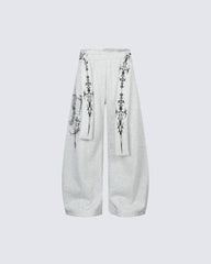 American High-Street Gothic Pattern Wide-Leg Sweatpants