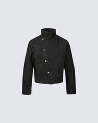 Cool Rugged Dual-Wear Raw Denim Jacket