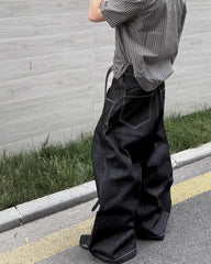 Vintage Buckle Baggy Denim Pants