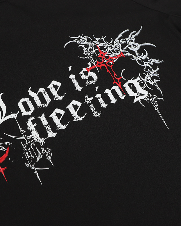 Gothic Graphic Long Sleeve Tee With Lettering