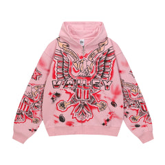 Vale Forever Pink Wing Cross Graphic Hoodie