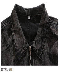 Vintage Black Denim Jacket with Distressed Detailing