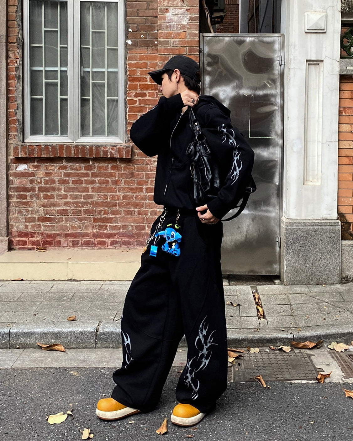 Embroidered Graphic Zip-Up Hoodie