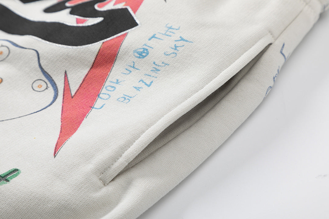 Saint Michael Graffiti Anime Graphic Collaged Sweat Shorts